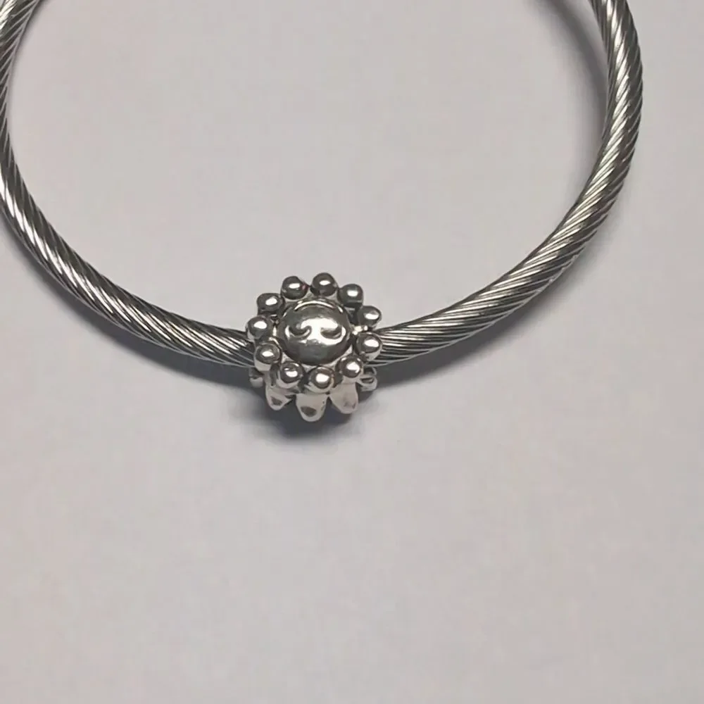 Smiley Face Flower Charm for Pandora Style Bracelet‎